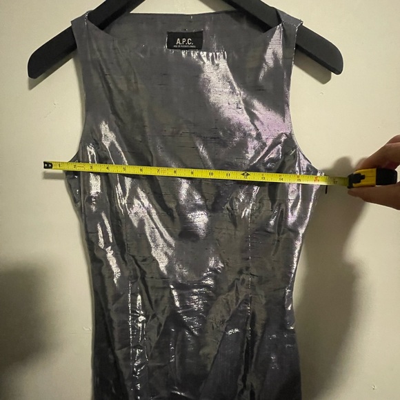 RARE Vintage A.P.C. Metallic Silver Silk Lurex Mini Dress - Made in France - S - Picture 8 of 11